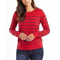 Nautica Women's Year-Round Long Sleeve 100% Cotton Striped Crewneck Sweater