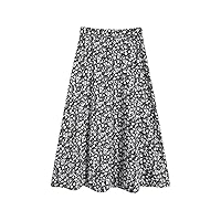 Milumia Girl's Summer Boho Ditsy Floral High Waisted A Line Midi Skirt Flowy Long Skirt
