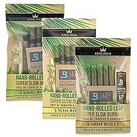 King Palm Prerolled Cone Bundle (Combo - Mini/Slim/King) (3 Packs of 5) - Pre Rolled Cones - All Natural Cones - Corn Husk Filter - Preroll Cones - Prerolled Cones with Filter
