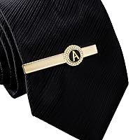 HAWSON 2.2 Inch Tie Clips for Men 18K Gold Color (A-Z Initial) for Men's Fashion Accessories Wedding Day Wearing,Men’s Jewelry or Gifts for Him,Birthday Anniversary Father's Day Gifts