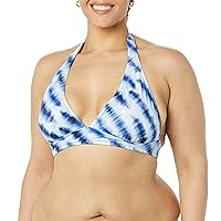 Amazon Essentials Women's Light-Support Tie Halter Bikini Swimsuit Top (Available in Plus Size)