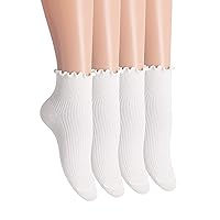 Women Ankle Socks Ruffle Turn-Cuff,Lovely double needle solid color edge relent Girl socks