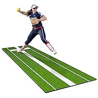 Softball Pitching Mat, 10' X 3' Softball Pitching Mound with Pitching Rubber, 5mm Antislip TP-Rubber Bottom, Softball Pitchers Mound for Indoor & Outdoor (Upgraded Version)