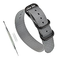 Men's Nylon Watch Band Replacement 3 Rings (18mm 19mm 20mm 21mm 22mm 23mm 24mm)