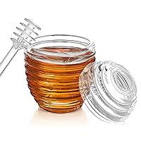 Touchstone Honey Jars with Dipper for Kitchen, Unbreakable Food Grade Acrylic Material, Honey Pot With Spoon, Tarro De Miel Con Cuchara. Honey holder, (3.5