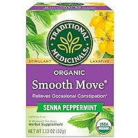 Tea, Organic Smooth Move Peppermint, Relieves Occasional Constipation, Senna, 16 Tea Bags