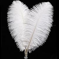 Soarer White Ostrich Feathers Bulk - 30pcs 8-10 inches for Wedding Party Centerpieces, Home Decorations and DIY Crafts (White)