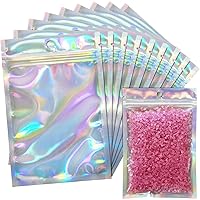 100 Pack Resealable Holographic Bags for Small Business, 4 x 7