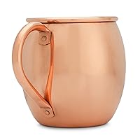 Moscow Mule Mug Handcrafted of 100% Pure THICK Copper - Timeless Barrel Smooth Finish - RAW Copper Interior - Authentic and Strong Riveted Handle - Holds 16oz
