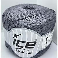 Grey Linen Viscose Blend Yarn - Fine, Sport Weight 1.76 Ounces (50grams) 191 Yards (175 Meters)