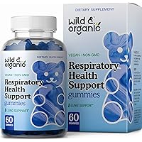 Wild & Organic Lung Health Support Gummies - Respiratory System Health - Mullein, Pine Bark, Chaga, Cordyceps, Reishi, Stinging Nettle, Ginseng, Vitamin C - 60 Chewables