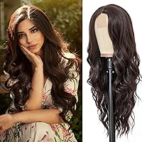 NAYOO Long Brown Wig for Women, 26 Inch Long Brown Wavy Wigs Women, Natural Looking Brown Hair Wigs, Heat Resistant Brown Synthetic Wig, Middle Part Hair Replacement Wigs for Daily Party Use(Brown)