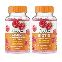 Lifeable Calcium Magnesium + Biotin, Gummies Bundle - Great Tasting, Vitamin Supplement, Gluten Free, GMO Free, Chewable