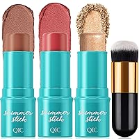 3 Pcs Cream Contour Stick Makeup Set, Shades with Natural Bronzer, Blendable Blush, and Highlighter Stick for a Flawless Look, Long Lasting & Waterproof Contour Stick Makeup for All Skin(#1,5,7）