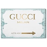 Oliver Gal The Artist Co. Fashion and Glam Wall Art Canvas Prints 'Milan Sign Aqua' Home Décor, 15
