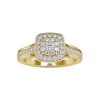 Certified Halo Style Diamond Ring Studded With 0.68 Carat Natural Diamonds in 14K White Gold/Yellow Gold/Rose Gold Natural Diamond Ring for Her Engagement Ceremony (IJ-SI)