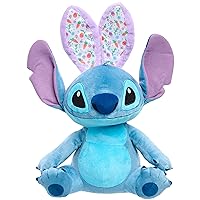 Just Play Disney Stitch Easter 13-inch Large Plush Stuffed Animal, Blue, Alien, Soft Cuddly Fabric, Kids Toys for Ages 2 Up