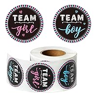 500Pcs Gender Reveal Stickers Party Supplies 2Inch Black Circular Stickers Team Boy or Team Girl Decals Party Decor Pink and Blue for Baby Show Gender Reveal Voting Ideas Game Party Favors