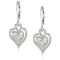 Amazon Collection 10K Gold Cluster Heart Diamond Drop Earrings (1/2 cttw, I-JColor, I2-I3 Clarity)