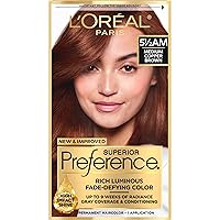 L'Oreal Paris Superior Preference Fade-Defying + Shine Permanent Hair Color, 5.5AM Medium Copper Brown, Pack of 1, Hair Dye