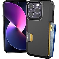 Smartish® iPhone 14 Pro Wallet Case - Wallet Slayer Vol. 1 [Slim + Protective] Credit Card Holder - Drop Tested Hidden Card Slot Cover Compatible with Apple iPhone 14 Pro - Black Tie Affair