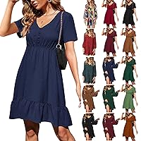 FQZWONG Dresses for Women 2022,Casual Sexy V Neck Maxi Dress That Hide Belly Fat Hawaiian Loose Flowy Club Party Tshirt Dress