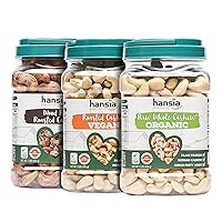Hansia Superfood Organic Whole Cashews 1lb | Dry- roasted, Fresh, Healthy, Low Sodium & Gluten-Free Snack | Protein, Natural Fiber & Iron | Reasonable for Vegan & Keto Friendly |Raw/Wood Fire/Vegan