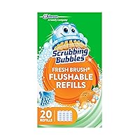Flushable Toilet Wand Refills, Fresh Brush Toilet Cleaner Refill Pads, Cleans Limescale & Fights Odors, Citrus Scent, 20 Count, Pack of 1