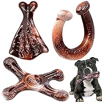 3 Pack Dog Chew Toys Indestructible Dog Chew Toys for Aggressive Chewers,with Bacon Flavor Durable Nylon Dog Bones Teething Toy for Small Medium and Large Dog Breeds (Brown)