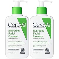 CeraVe Hydrating Cleanser - For Dry To Normal Skin - Net Wt. 8 FL OZ (237 mL) Per Bottle - Pack of 2 Bottles