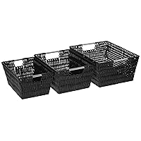 Whitmor Rattique Storage Baskets - Black - (3 Piece Set)