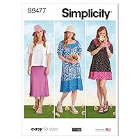 Simplicity Misses' Dress and Top Sewing Pattern Kit, Code S9477, Sizes XXS-XS-S-M-L-XL-XXL, Multicolor