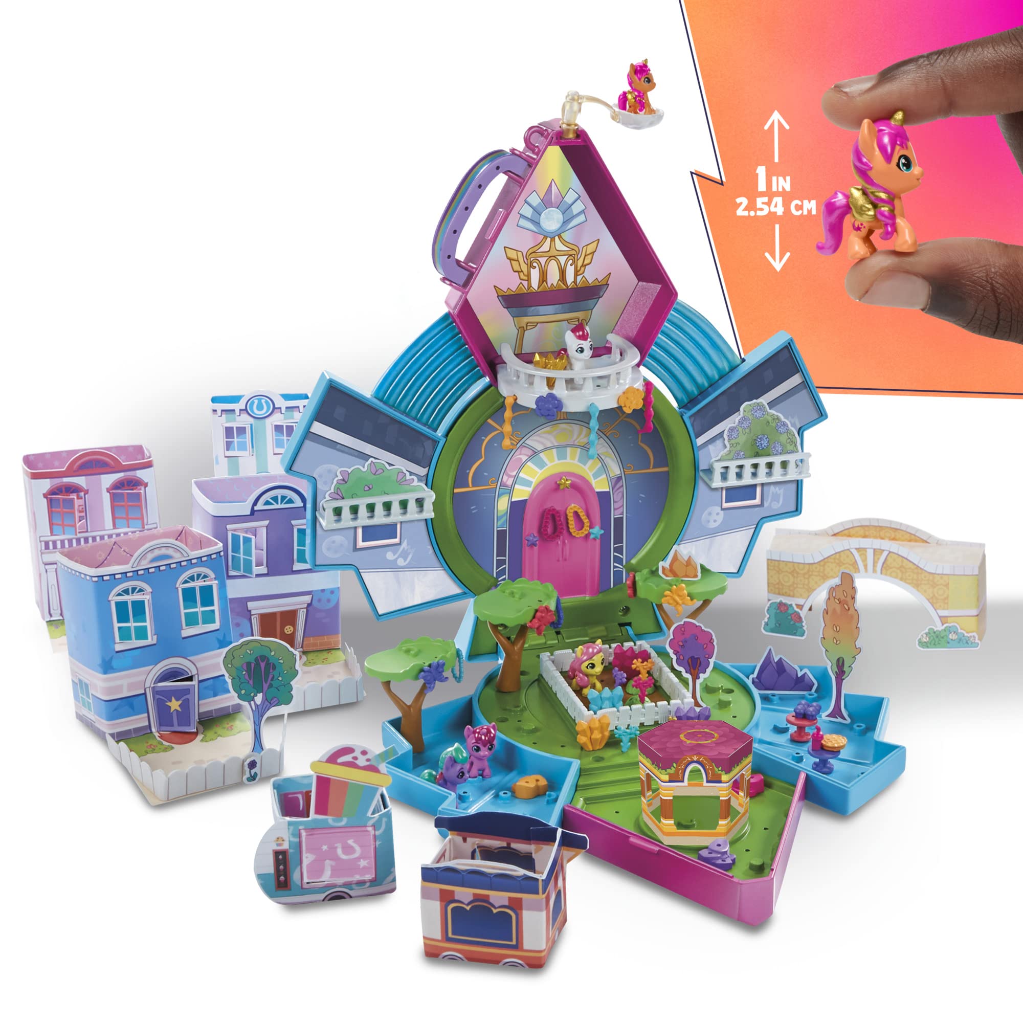 My Little Pony Hasbro Mini World Magic Epic Crystal Brighthouse Toy, Buildable Playset with 5 Collectible Figures, for Kids Ages 5 and Up