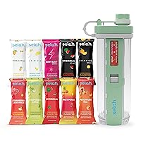 Flavored Water Bottle - Water Enhancer, Sugar Free, Vitamin Infused Water - 20oz Water Bottle With Flavor Pods Included - Energy Drink, Strawberry, and Sports Drink Pods (Green, 10 Flavor Pods)
