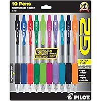 G2 Premium Retractable Gel-Ink Rolling Ball Pens, Extra Fine Point (0.5mm), Assorted, 10/Pk (14168)