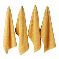 DII Basic Terry Collection Waffle Dishtowel Set, 15x26, Solid Mustard, 4 Piece