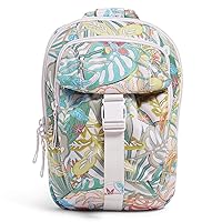 Vera Bradley Women's Cotton Utility Sling Backpack, Rain Forest Canopy - Recycled Cotton, One Size