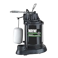 Wayne SPF33-1/3 Epoxy Coated Steel and Thermoplastic Submersible Sump Pump-Up to 3,750 Gallons Per Hour-Long Lasting and Durable Construction, 1/3 HP, No Color