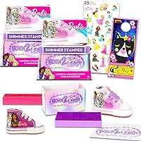 Disney Barbie Art Supplies Set - Barbie Stamps for Kids Bundle Includes 2 Barbie Sneaker Stampers, Ink Pads, Stickers, More | Barbie Activity Set for Girls