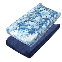 HonestBaby 2-Piece Organic Cotton Printed & Terry Changing Pad Cover Set, Watercolor World, One Size (D2BDR)