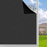 Finnez Blackout Window Privacy Film No Glue Necesary Static Cling,Anti-UV,Black Window Film 100% Light Blocking for Home Or Office(35.4 x 118.1 Inches)