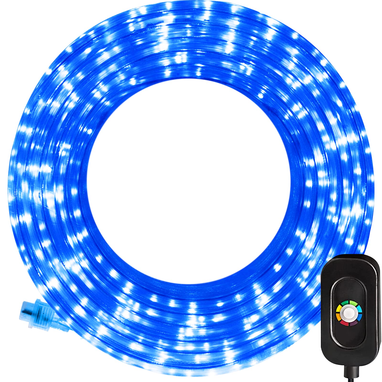 SURNIE Blue Rope Lights Outdoor 50ft Flexible Blue LED Strip Lights Waterproof Dimmable Low Voltage Rope Lighting Cuttable,Indoor Outdoor Plug in L...