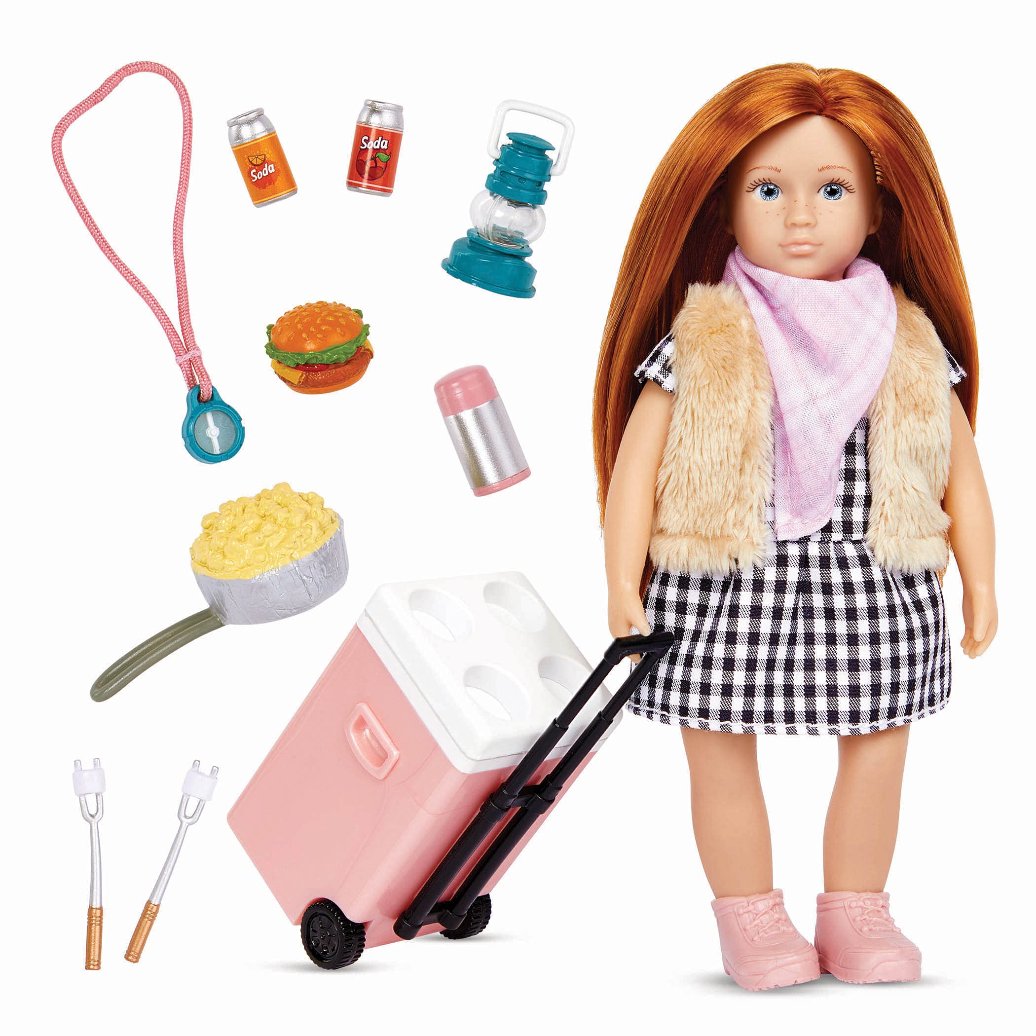 Lori Dolls – Jessa’s Camp Set – Mini Doll & Camping Set – Clothes & Accessories for 6-inch Dolls – Play Food, Cooler, Map & More – Toys for Kids – 3 Years +