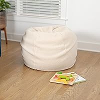Flash Furniture Small Bean Bag Chair for Kids and Teens, Set of 1, Natural Sherpa
