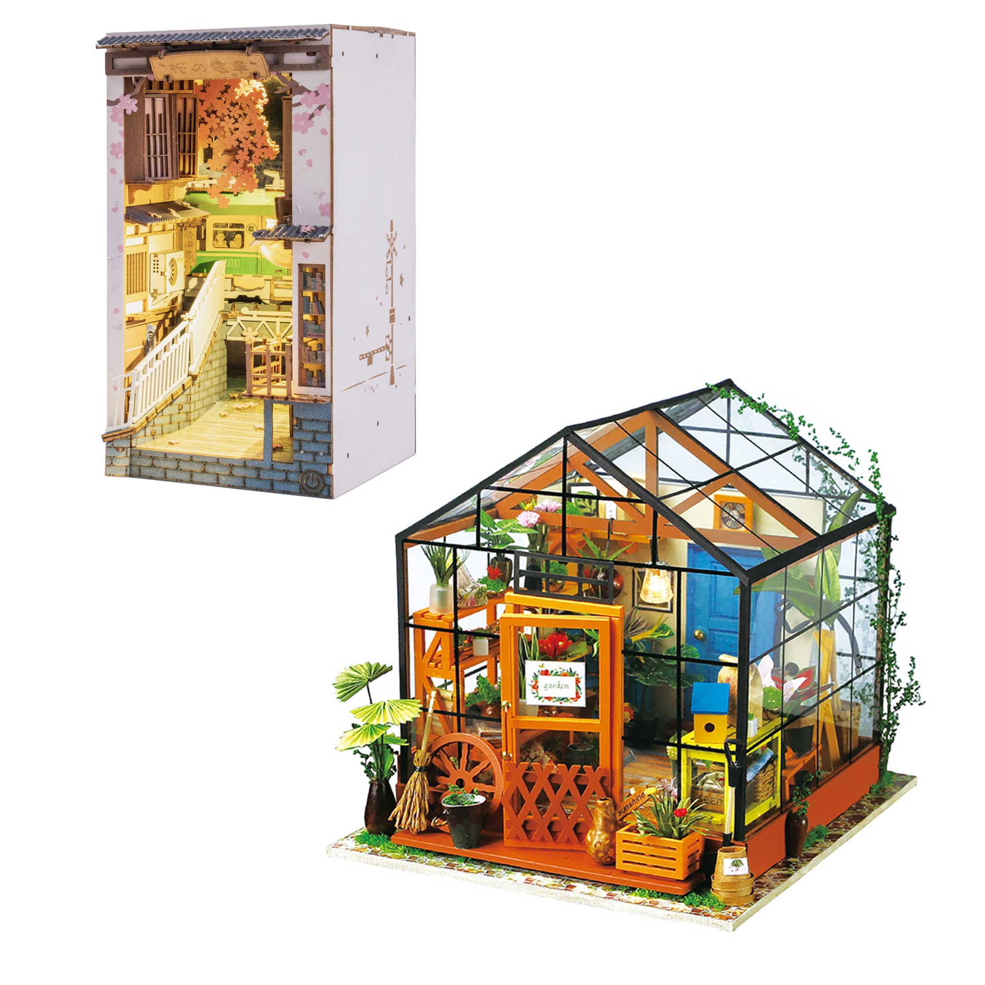 ROBOTIME DIY Miniature Dollhouse Kit and DIY Book Nook Kit