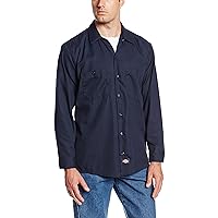 Dickies Ll535 Mens 4.25 Oz. Industrial Long Sleeve Work Shirt, Navy Blue