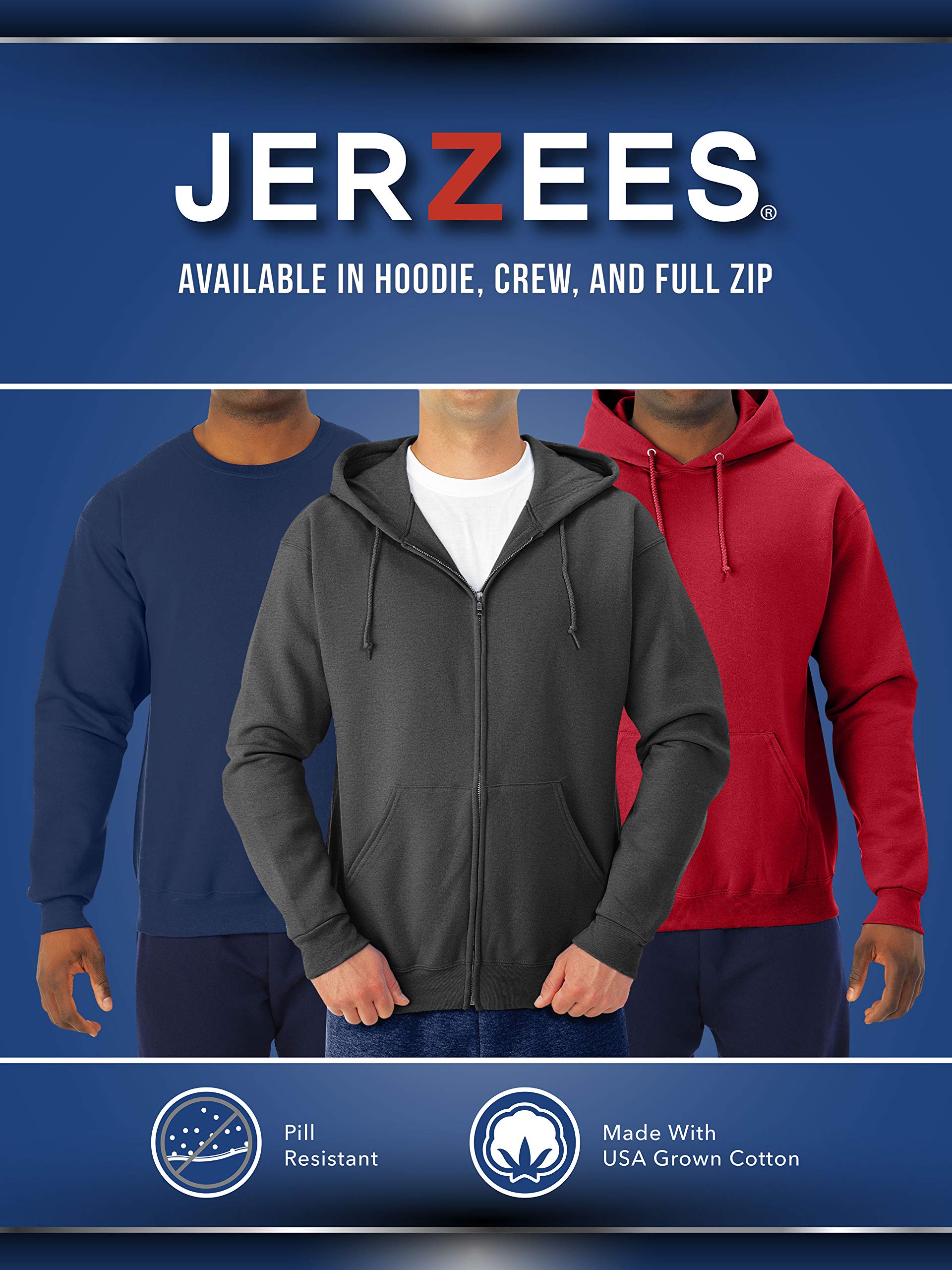 Jerzees Men’s NuBlend Fleece Hoodies & Sweatshirts, Cotton Blend, Sizes S-3X