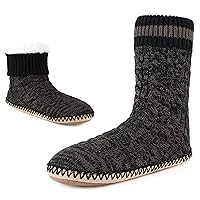 Mens Slipper Socks Fleece Lined Non-slip Soles, Winter Soft Thick Cozy Home Boots, Warm Fuzzy House Shoes Indoor