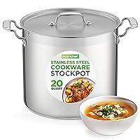 NutriChef 20 Quart Heavy-Duty Stockpot with Stainless Lid - Large Pot for Induction, Gas & Electric Cooktops, Perfect for Soups & Stews - NCSPT20Q