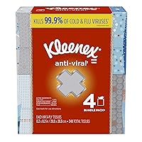 Kleenex Facial Tissues, 4 Cube Boxes, 60 Tissues per Box (240 Tissues Total)